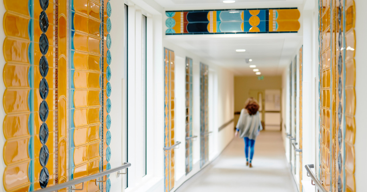 Tiled corridor arts commission at Royal Edinburgh Hospital