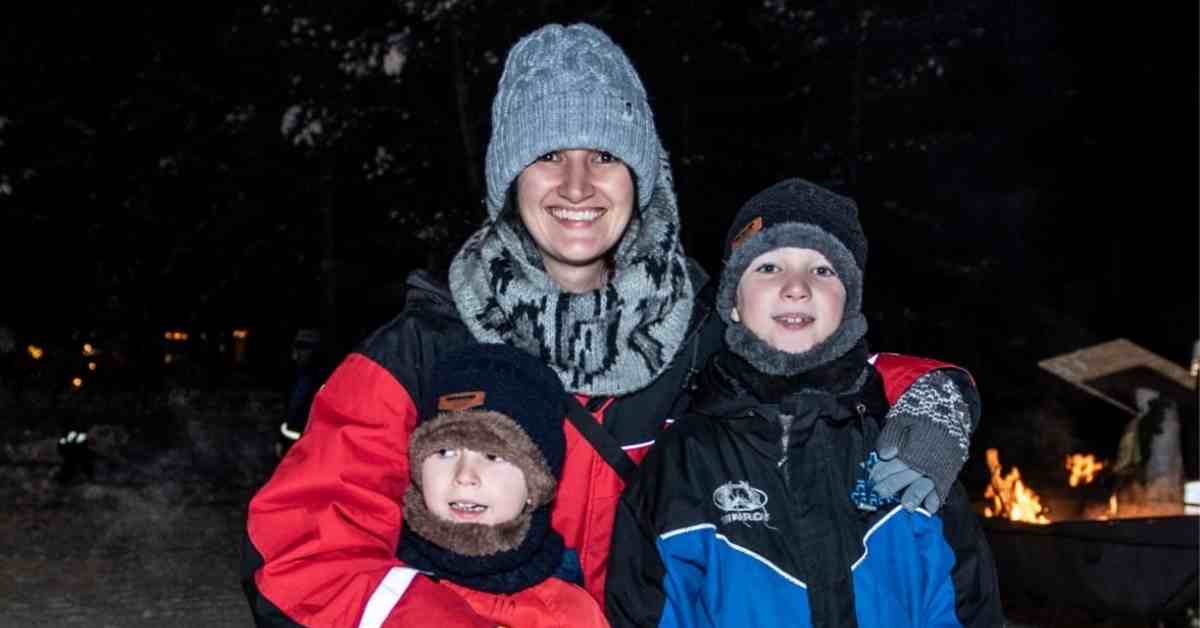 Michaelagh Broadbent and her sons during the FACE annual trip to Lapland to support families impacted by cancer.