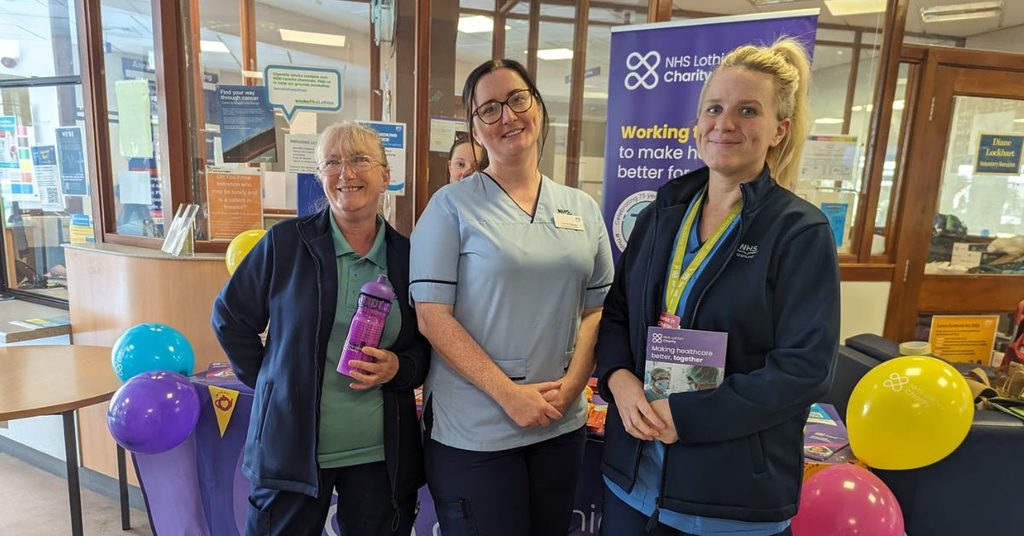 NHS Lothian staff celebrating the NHS Big Tea at the Western General Hospital