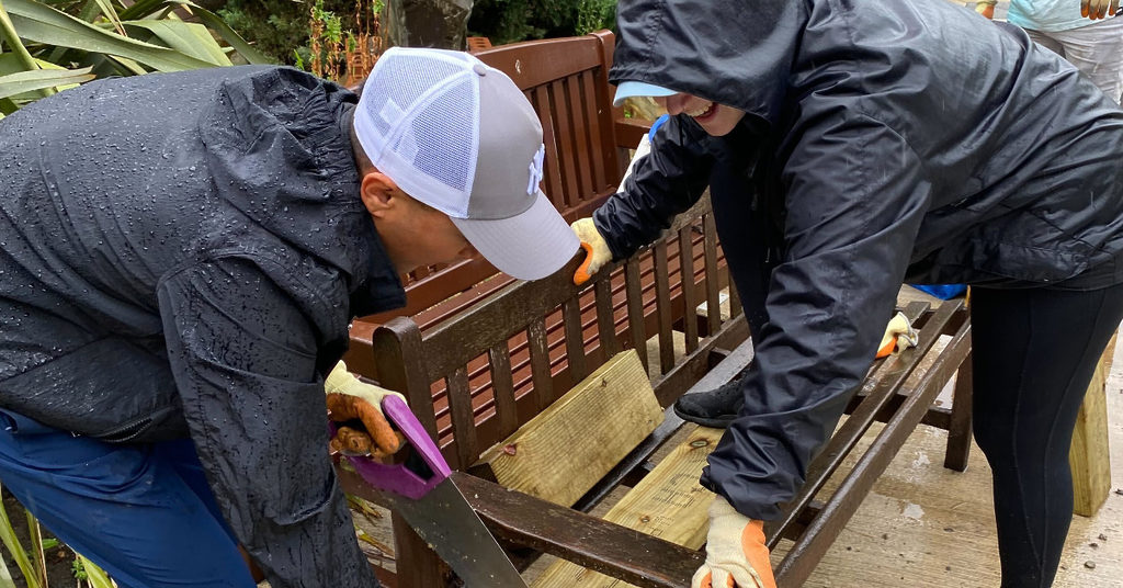 Volunteers working in the FACE Garden at the Western General