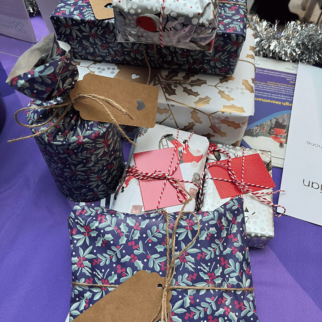 Wrapped presents on a table