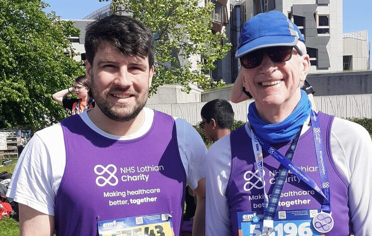 Two Charity Champions after completing the Edinburgh Marathon Festival for NHS Lothian Charity.