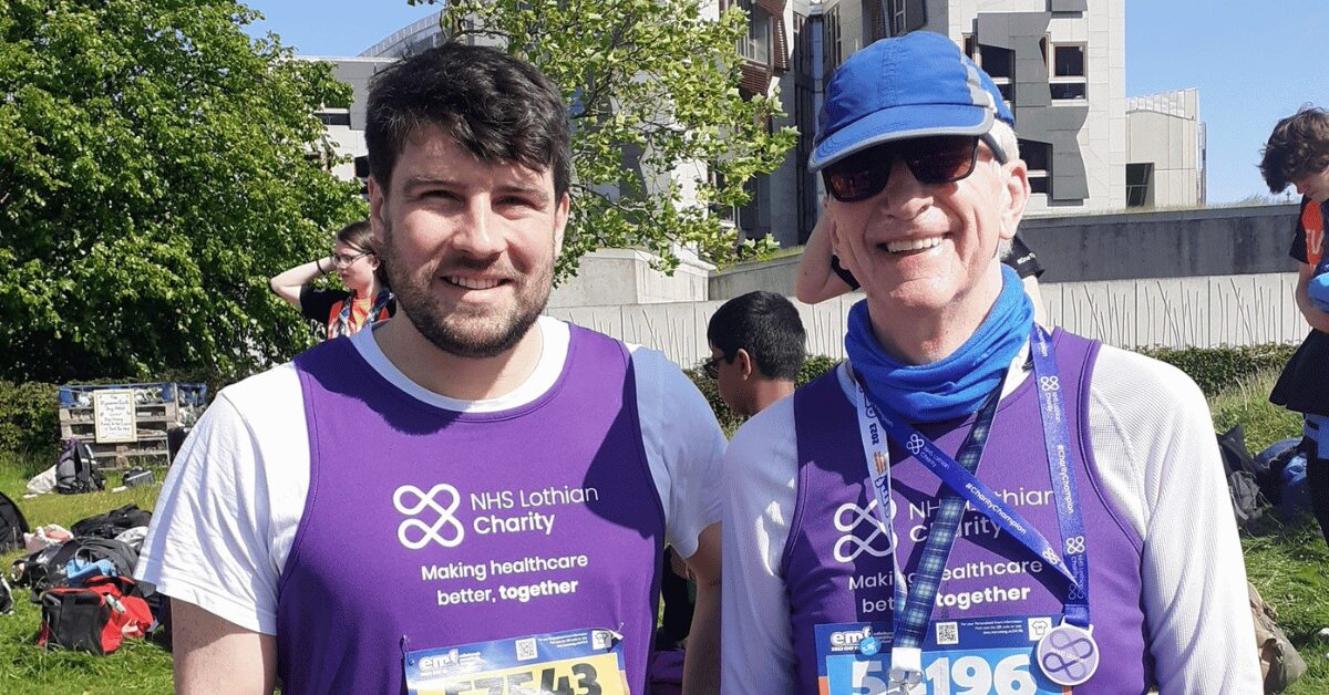 Two Charity Champions after completing the Edinburgh Marathon Festival for NHS Lothian Charity.