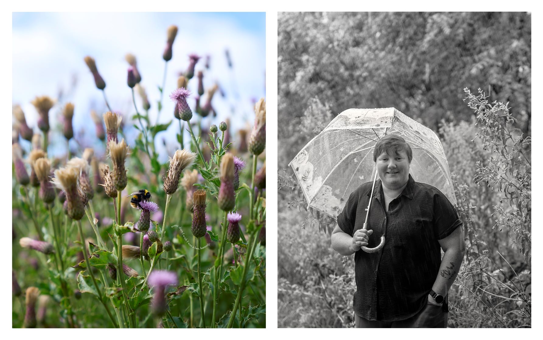 Diptych image of Christine Forrest and their haven