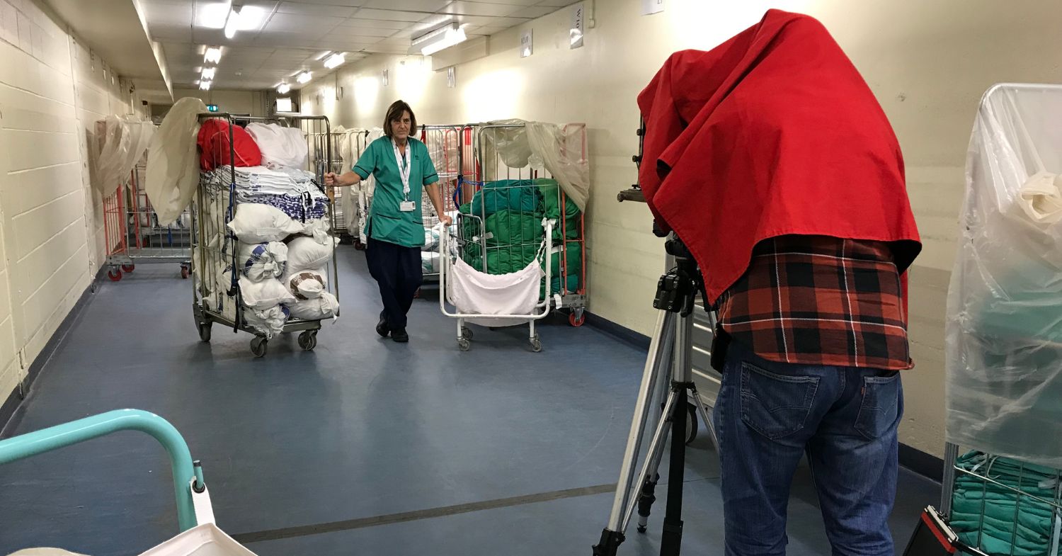 Member of NHS Lothian staff being filmed as part of our Havens project