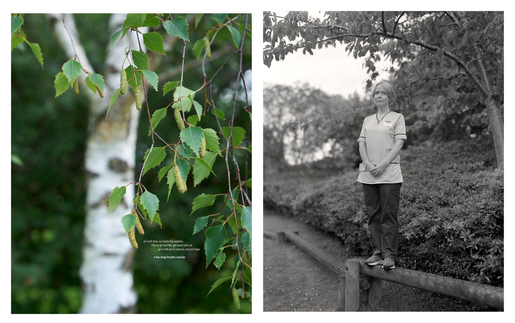 Diptych image of Sarah McGinnis and their haven