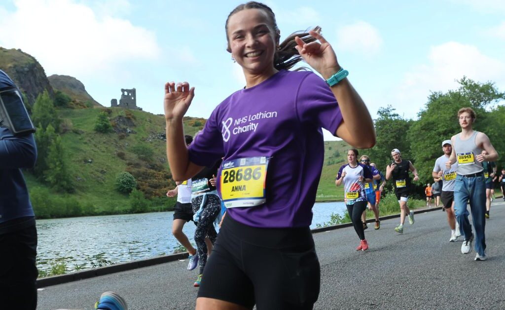 Anna Hudson running Edinburgh Marathon Festival