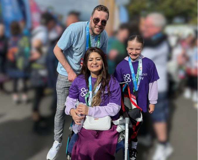 Three of our Charity Champions at the finish line of the Kiltwalk