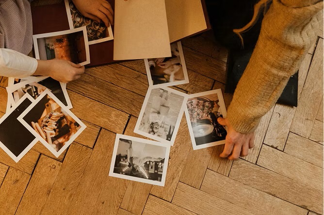 lots of photos on the floor