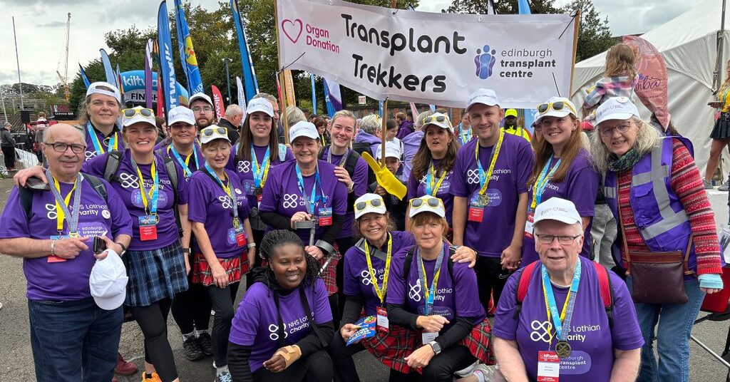 transplant patients, their families and staff coming together as the Transplant Trekkers at the Edinburgh Kiltwalk