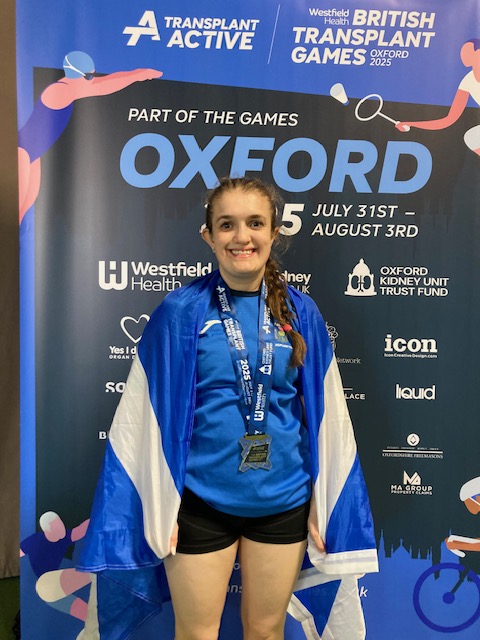 Millie winning gold at table tennis at the British Transplant Games 2025