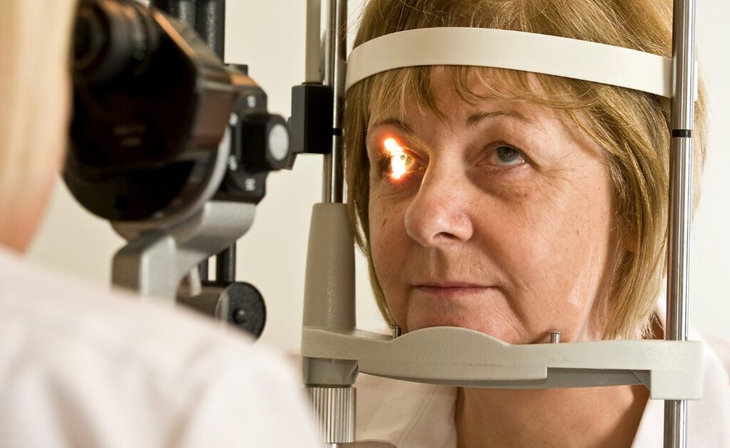 Lady having her eyes checked