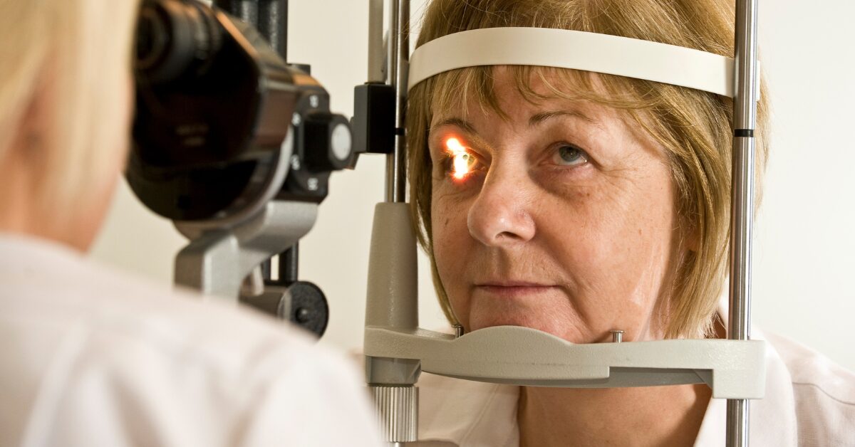 Lady having her eyes checked