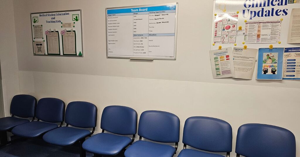 waiting area in the children's ward hub at St John's Hospital