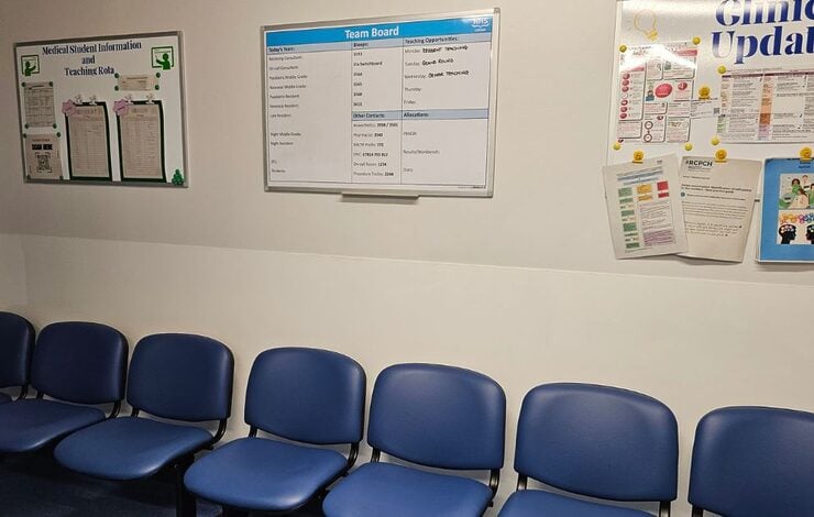 waiting area in the children's ward hub at St John's Hospital