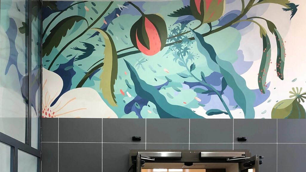 Artwork installed above a door in the Chalmers Centre. 