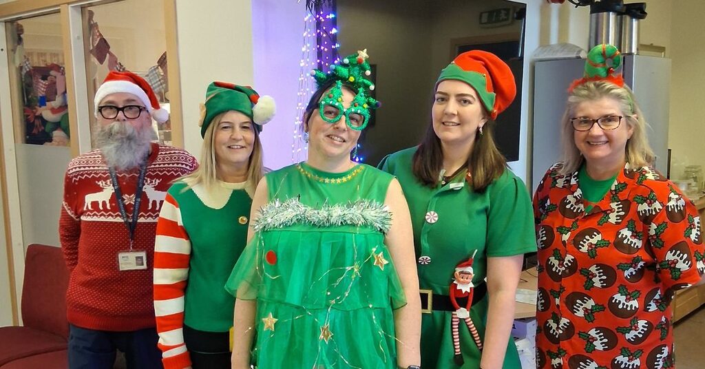 Staff celebrating National Elf Service Day at the Royal Infirmary of Edinburgh