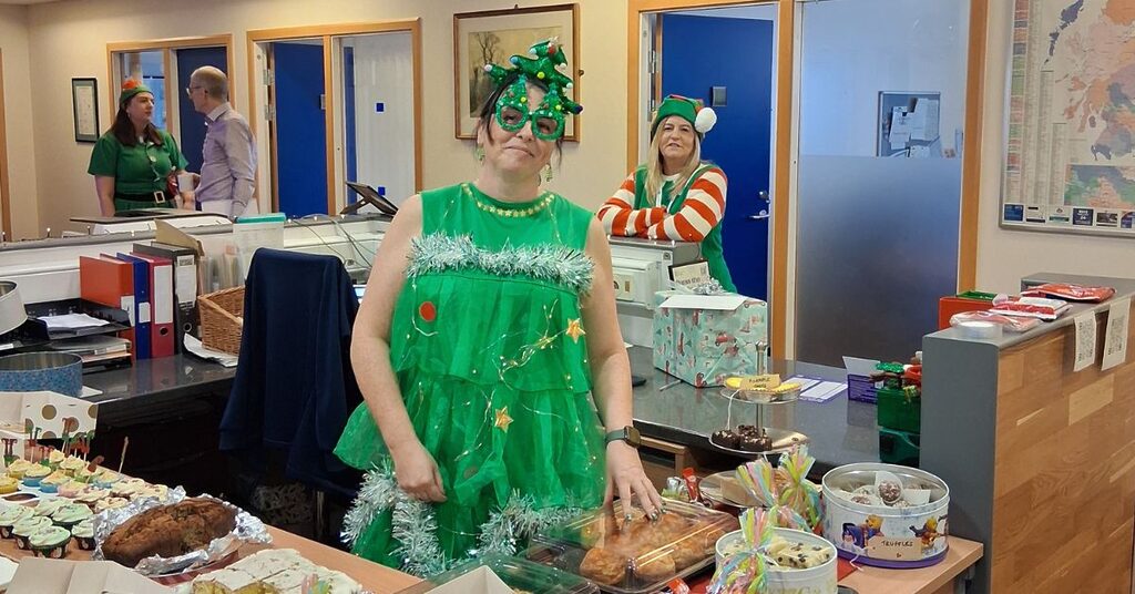 Staff celebrating National Elf Service Day at the Royal Infirmary of Edinburgh