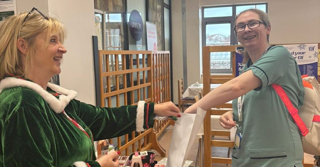 Unison staff celebrating National Elf Service Day across NHS Lothian sites
