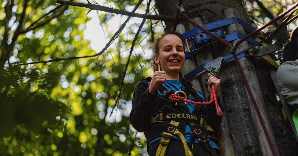 High ropes - Peer support weekend with Teenage Cancer Trust at Crieff Hydro