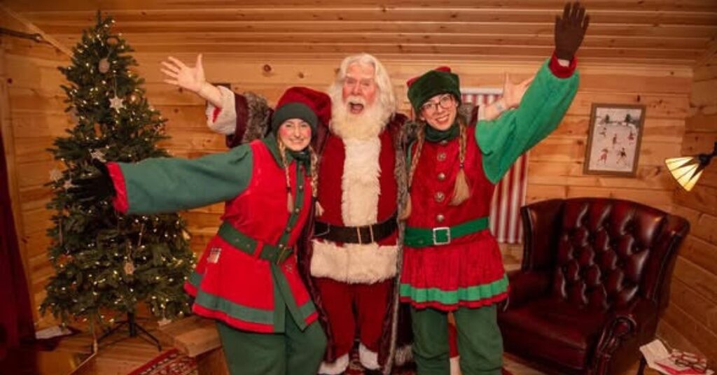 santa and his helpers at the FACE trip to lapland
