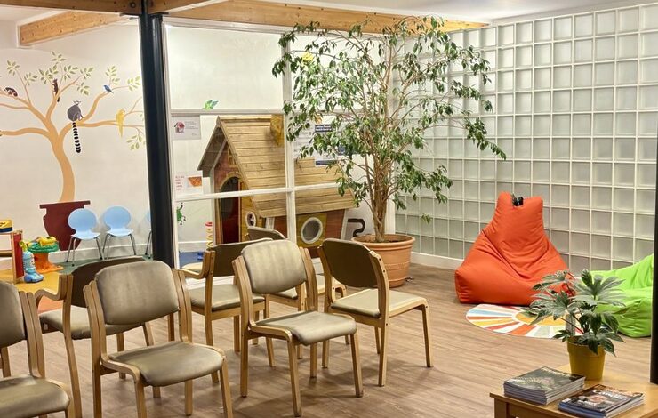 The waiting area at Dunbar Medical Practice