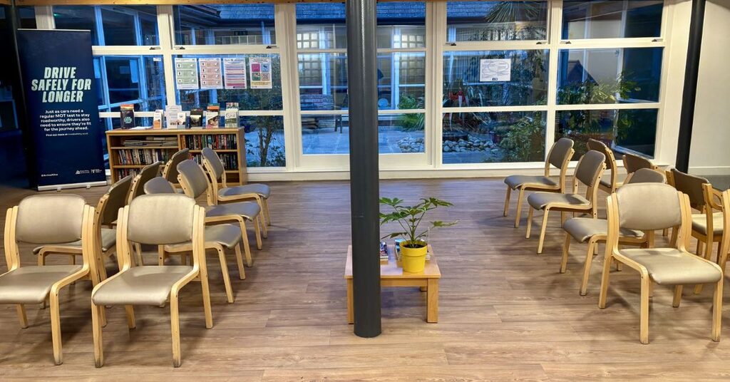The waiting area at Dunbar Medical Practice
