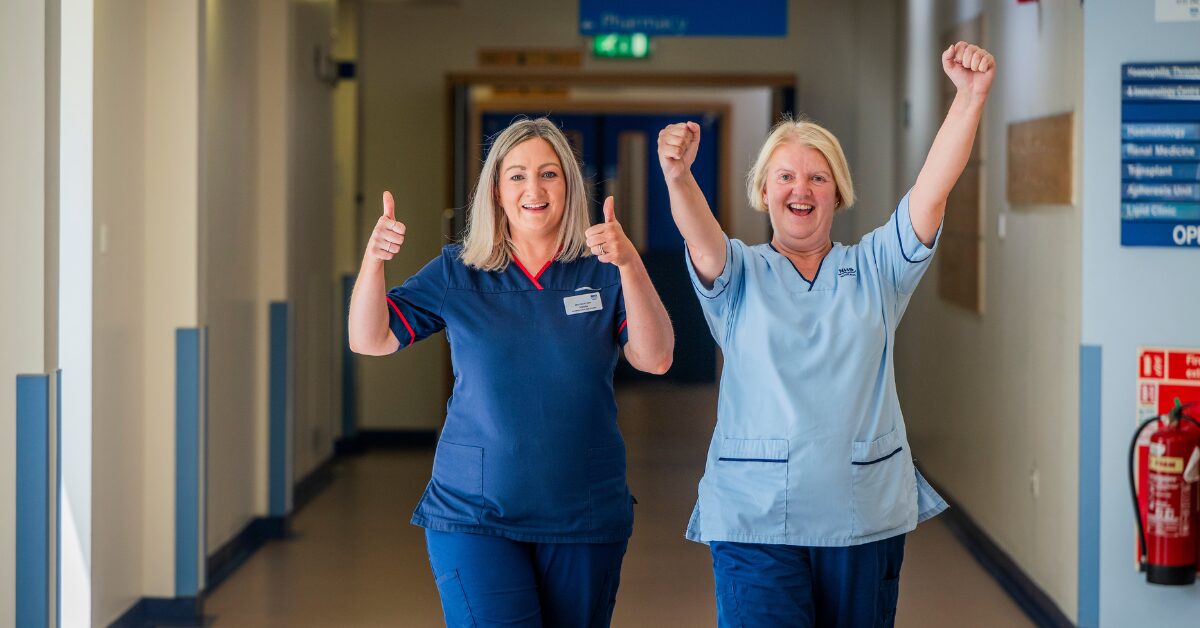 2 nurses cheering