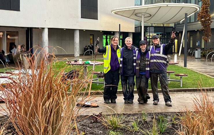 Our Nature Ranger and three volunteers outside the Royal Infirmary