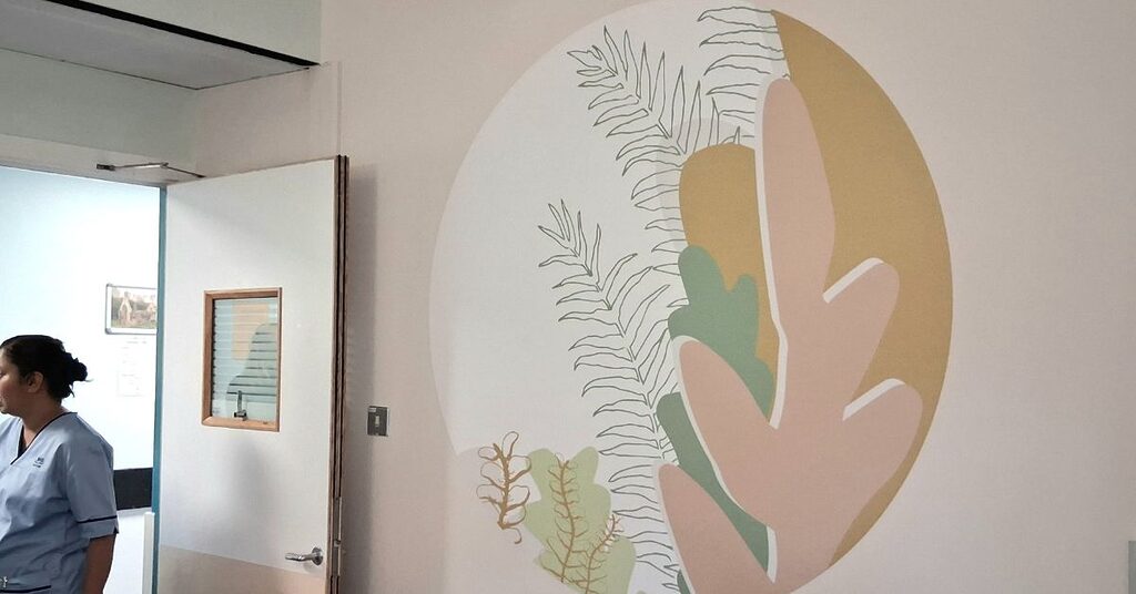 botanical wall vinyl designs in the acute medical assessment unit at the Western General