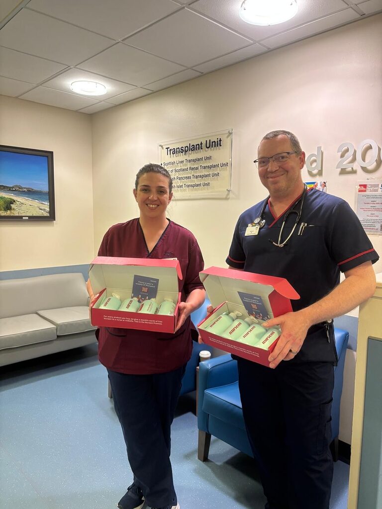 two nurses in the transplant unit holding nursem packs