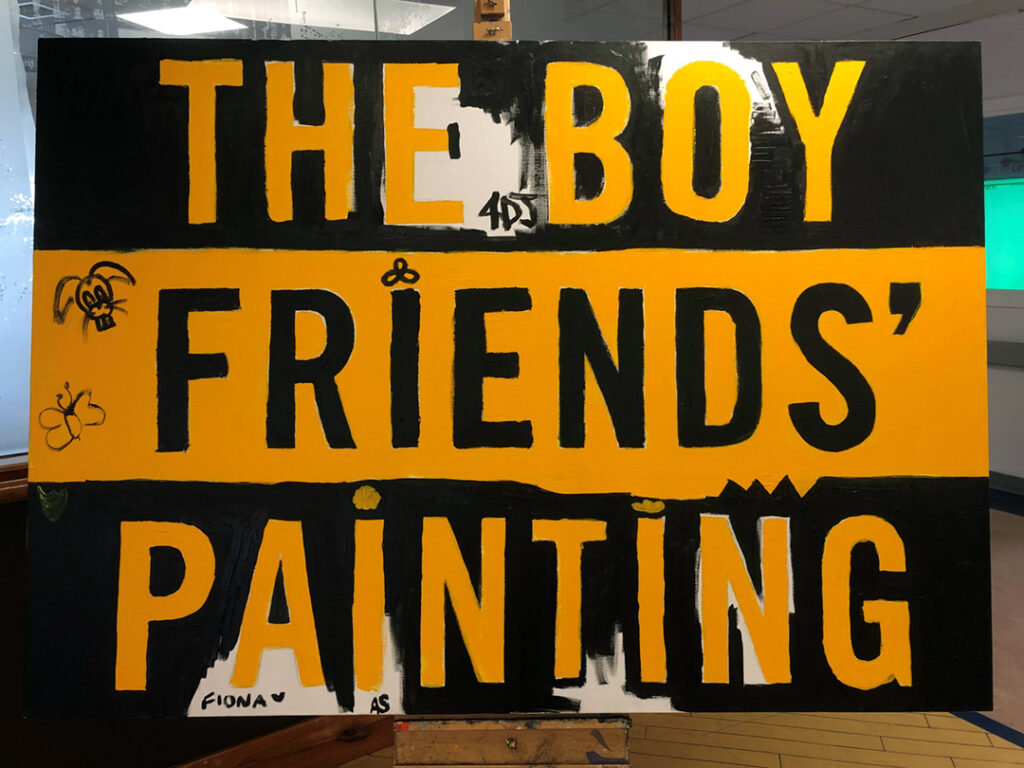 Bill created The Boy Friends’ Painting to support local Portobello poet and author, Michael Pedersen’s memoir, Boy Friends